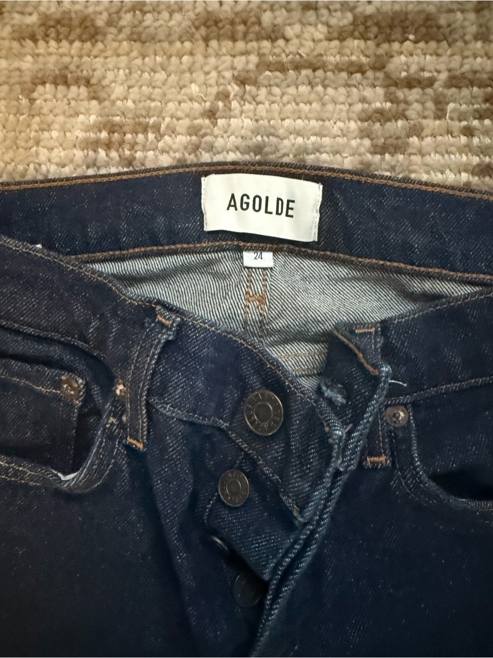 AGOLDE Women’s Dark Blue High-Rise Jeans
